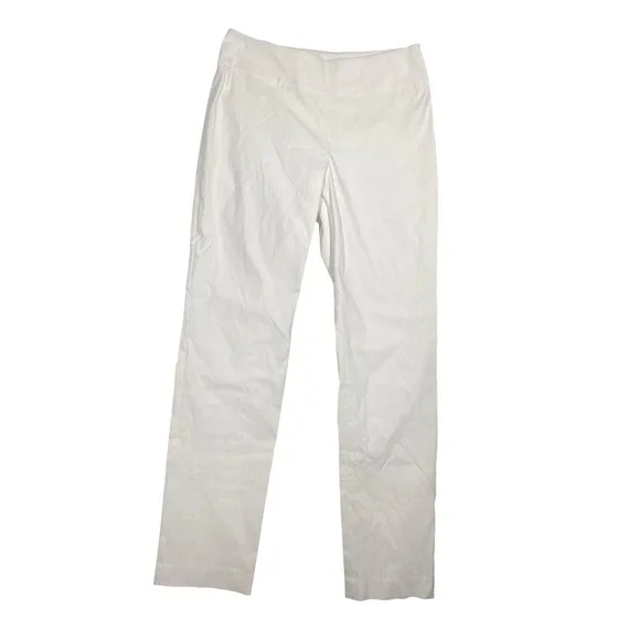 NIC+ZOE Womens Polished Wonderstretch Pull On Paper White Straight Leg Pants 4 - Picture 2 of 9